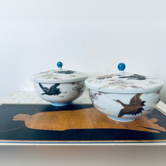 2 Sets of Japanese Fine Porcelain Arita Fukagawa Lidded Teacups  | - Picture 5 of 8